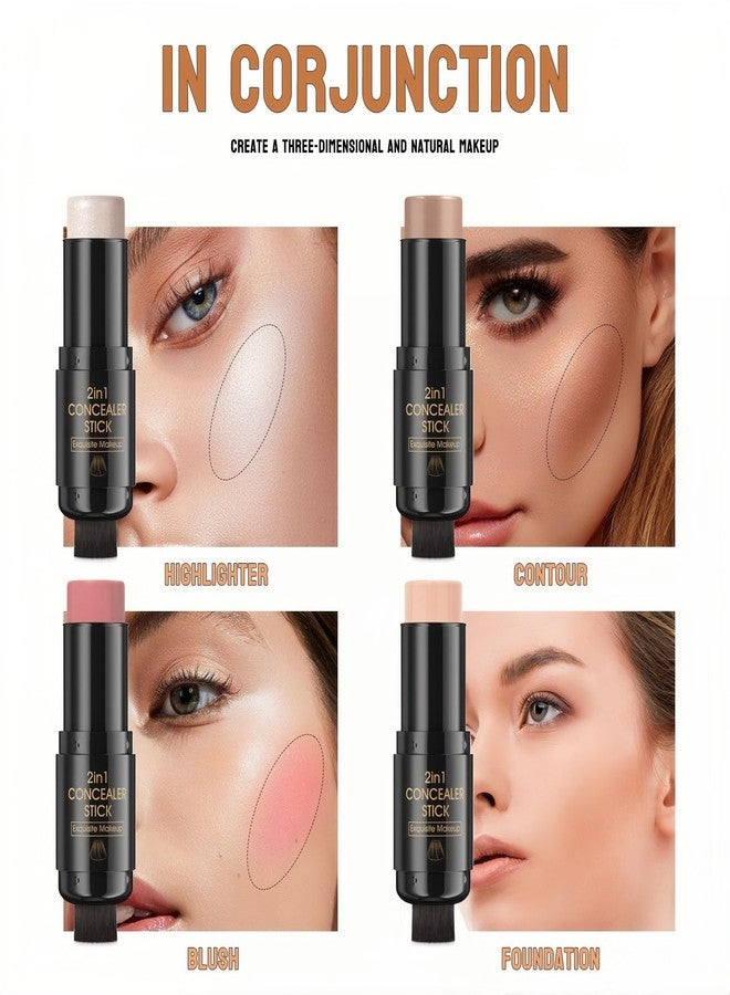 MAEPEOR Contour Stick Blendable Smooth Matte Cream Contour Stick Waterproof Long Lasting Face Shaping Makeup Pen with Brush (Color 04) - Image 4